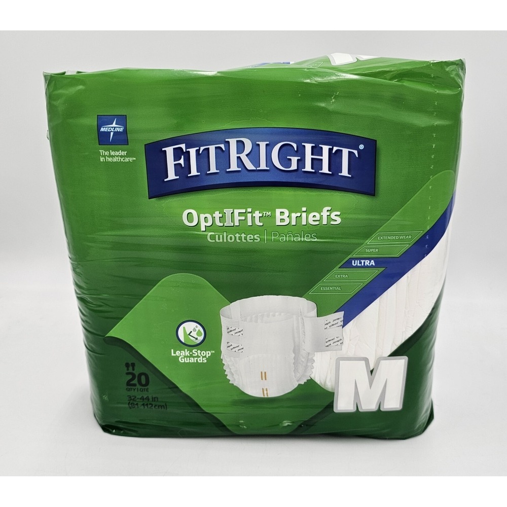 20 FitRight OptiFit Briefs Ultra Absorbency Fits 32" To 44" Waist  Adult Unisex